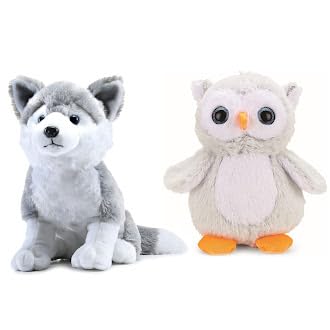 Webby Combo of 2 Plush Husky Dog and Owl Stuffed Animal | Soft Toys, Teddy Bear for Kids