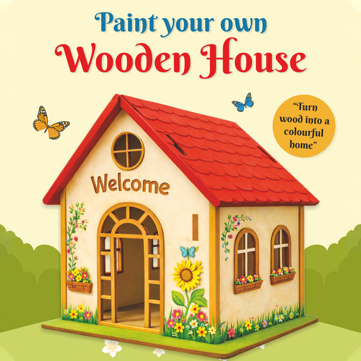 Webby Wooden DIY Paint House Art and Craft Toy | Birthday Return Gift | Colour Paint Activity Kit for Kids