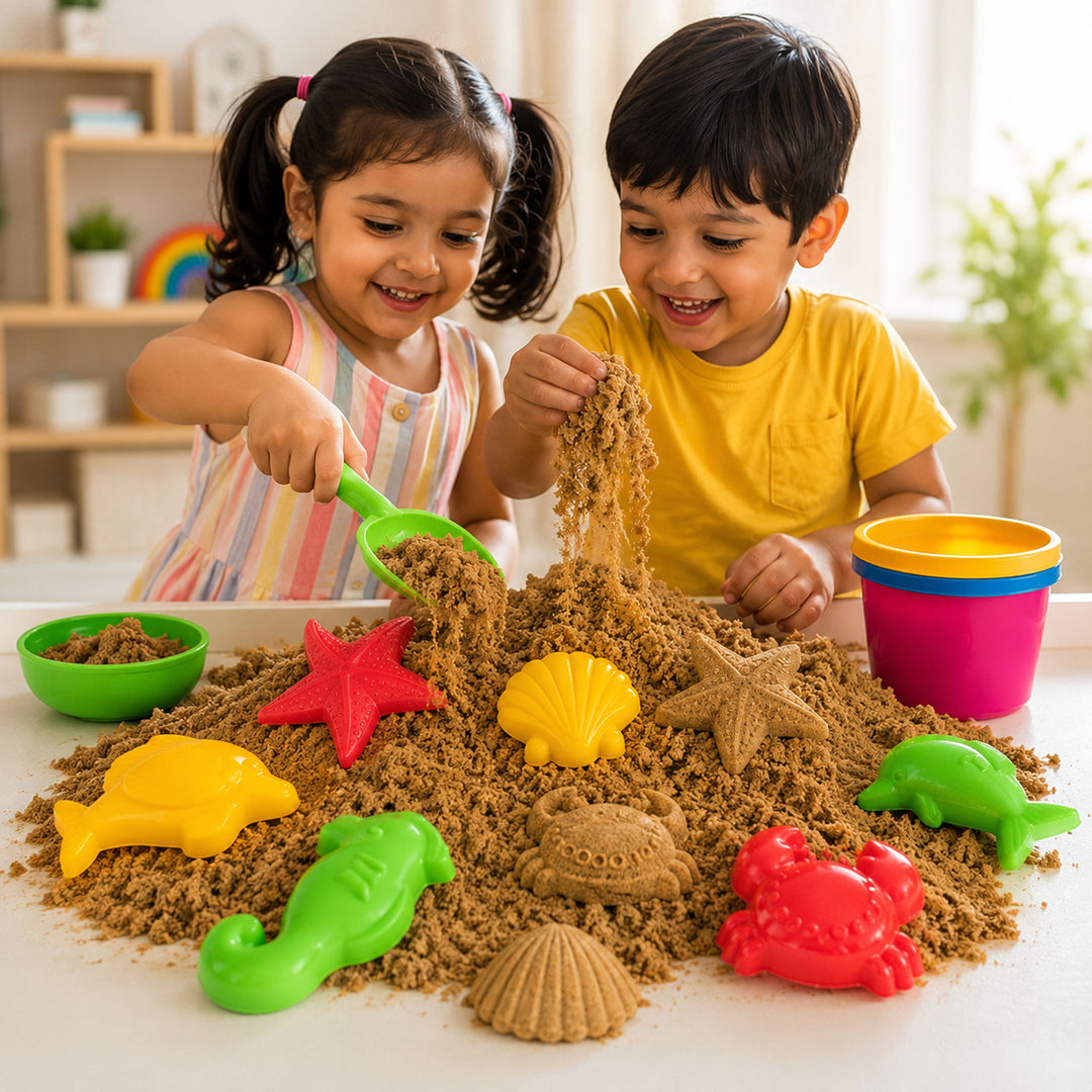 Webby Ocean Sand Art Kit with Magic Sand and Moulds | Ages 3+ Years, Ocean Animal Moulds, Sensory Play, Boosts Creativity, Fine Motor Skills