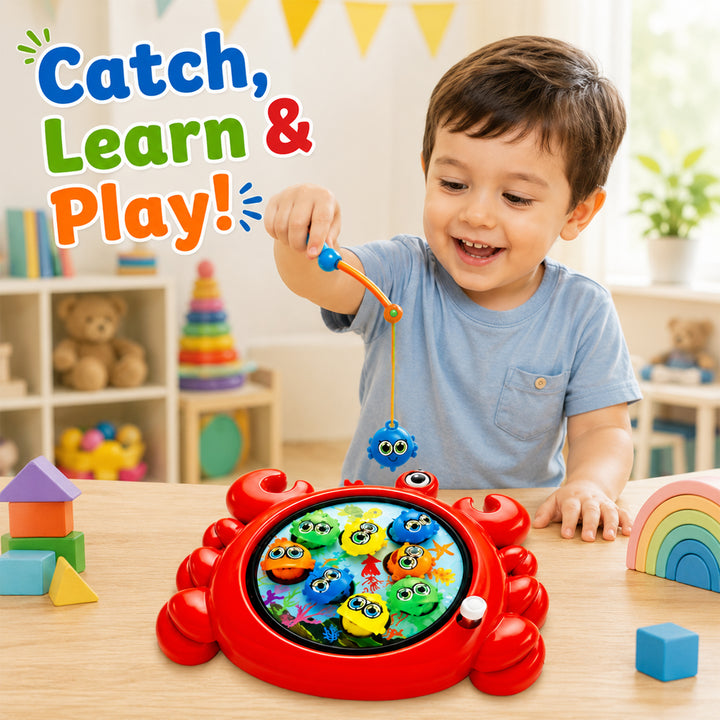 Webby Manual Rotating Magnetic Crab Fishing Game for Kids | Magnetic Fishing Rod, Rotating Fish Board