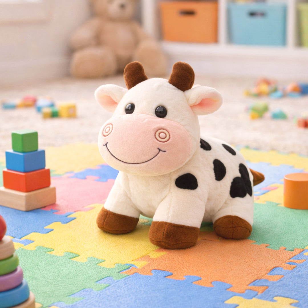 Webby Plush Adorable Standing Cow with Smiling Face