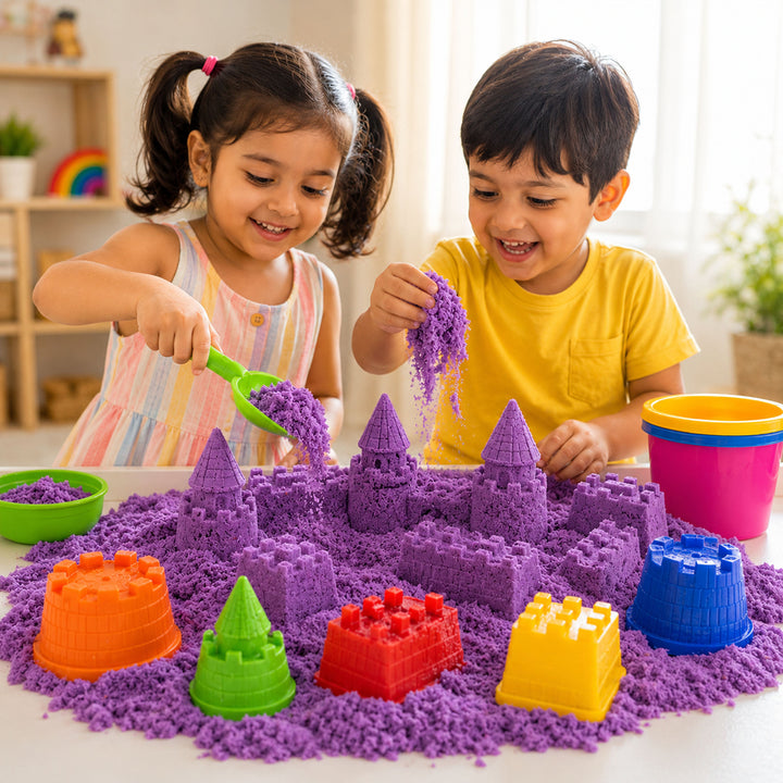 Webby Castle Sand Art Kit with Magic Sand and Moulds | Ages 3+ Years, Castle Moulds Included, Sensory Play