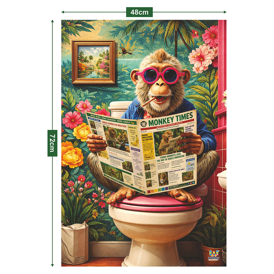 Webby The Morning Download Monkey Jigsaw Puzzle 1000 Pieces | Humorous Artwork, Vibrant Colours, For Adults & Families, Monkey Times Theme