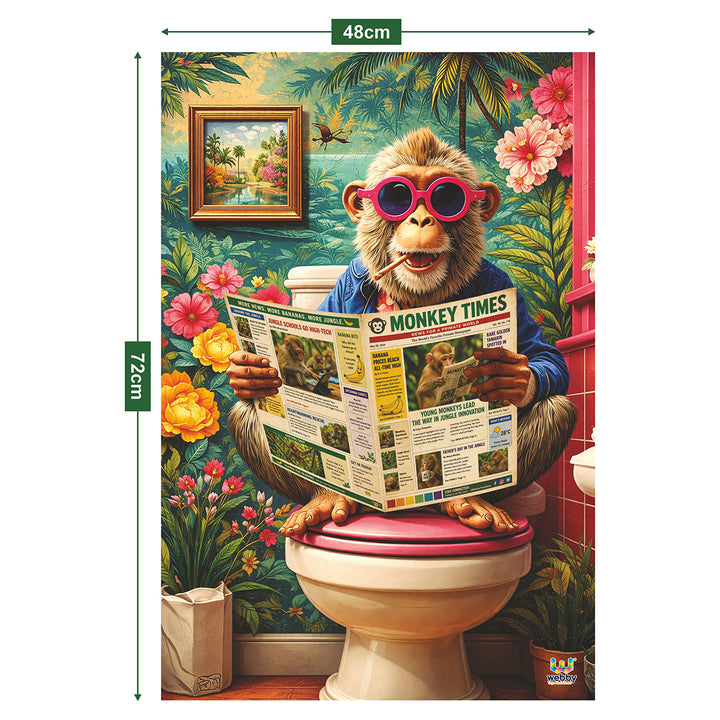 Webby The Morning Download Monkey Jigsaw Puzzle 1000 Pieces | Humorous Artwork, Vibrant Colours, For Adults & Families, Monkey Times Theme