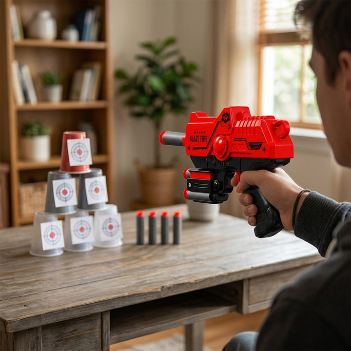 Webby Blaze Fire Foam Dart Blaster Toy Gun for Kids | Rapid Fire, Rotating Drum, Ergo-Trigger, Age 6+ Years, Indoor & Outdoor Fun Visit the Webby Store