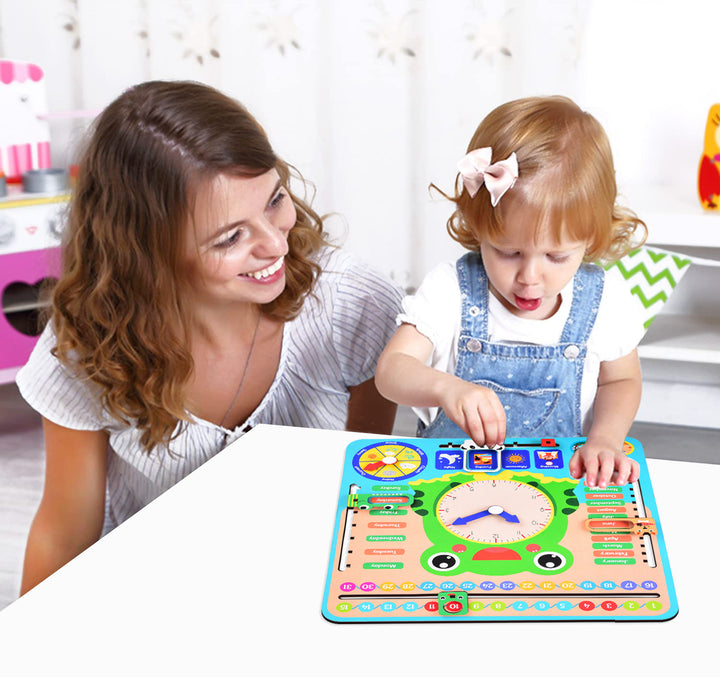 Webby Educational Frog Calendar | Learning Clock | Today's Date | Days of The Week | Months | Seasons | Weather | Learning Toys for Kids at Home | Preschool and Montessori Classroom Calendar