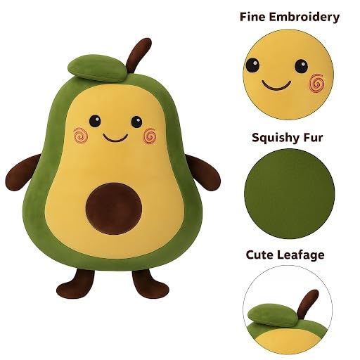 Webby Cute Avocado Plush Soft Toy | Huggable Kids Room Decor | Birthday Gift | Stuffed Toy with Adorable Face for Kids and Adults