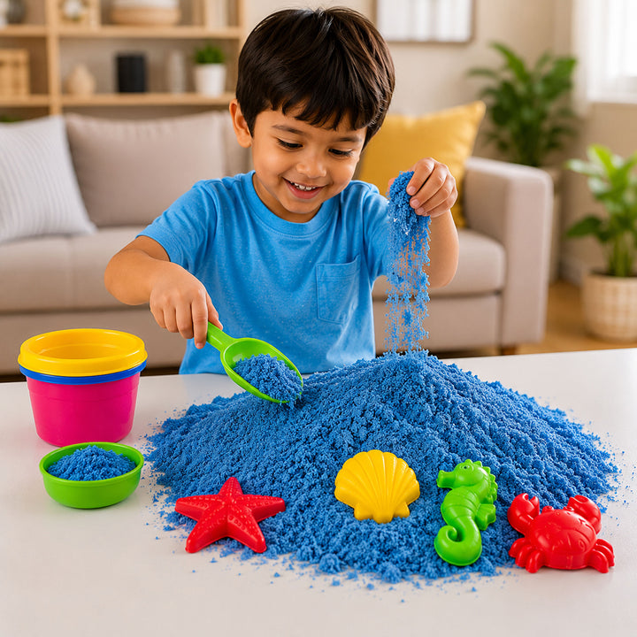 Webby Ocean Sand Art Kit with Magic Sand and Moulds | Ages 3+ Years, Ocean Animal Moulds, Sensory Play, Boosts Creativity, Fine Motor Skills
