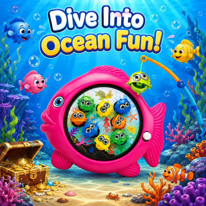 Webby Manual Rotating Magnetic Fishing Game for Kids | Magnetic Fish, Includes Fishing Rod