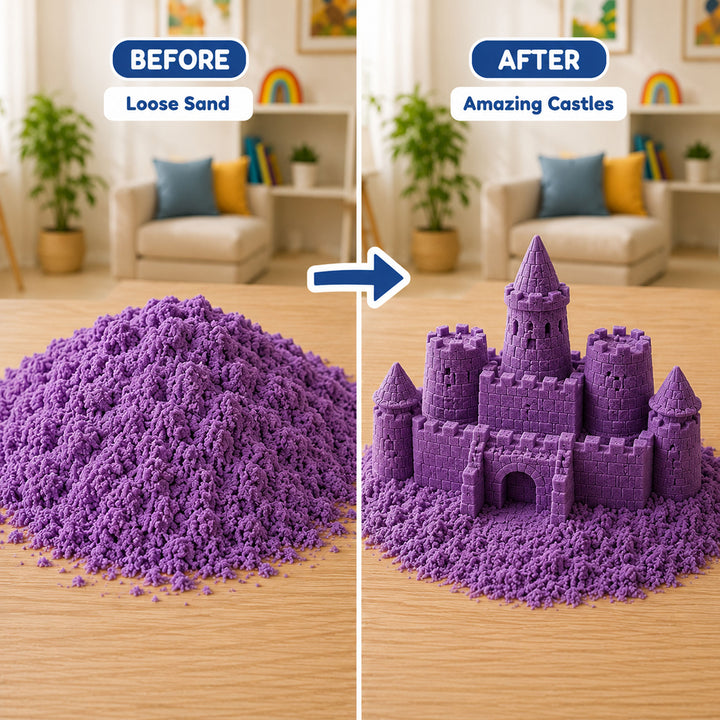 Webby Castle Sand Art Kit with Magic Sand and Moulds | Ages 3+ Years, Castle Moulds Included, Sensory Play