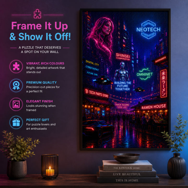 Webby Cyberpunk Jigsaw Puzzle 1000 Pieces Neon Artwork, Precision-Cut Pieces, Vibrant Rich Colours, For 14+ Years