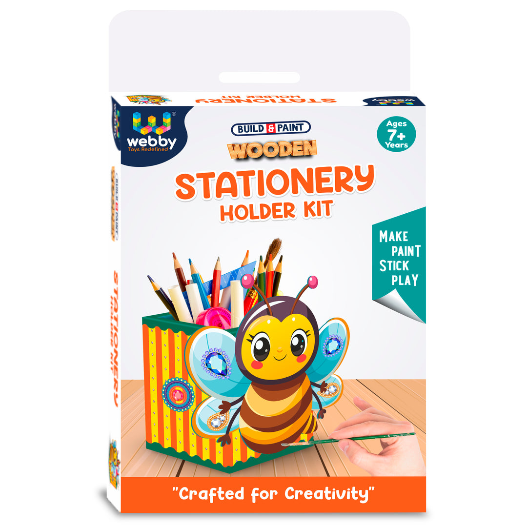 Webby Wooden DIY Paint Stationery Holder Art and Craft Toy | Birthday Return Gift | Colour Paint Activity Kit for Kids