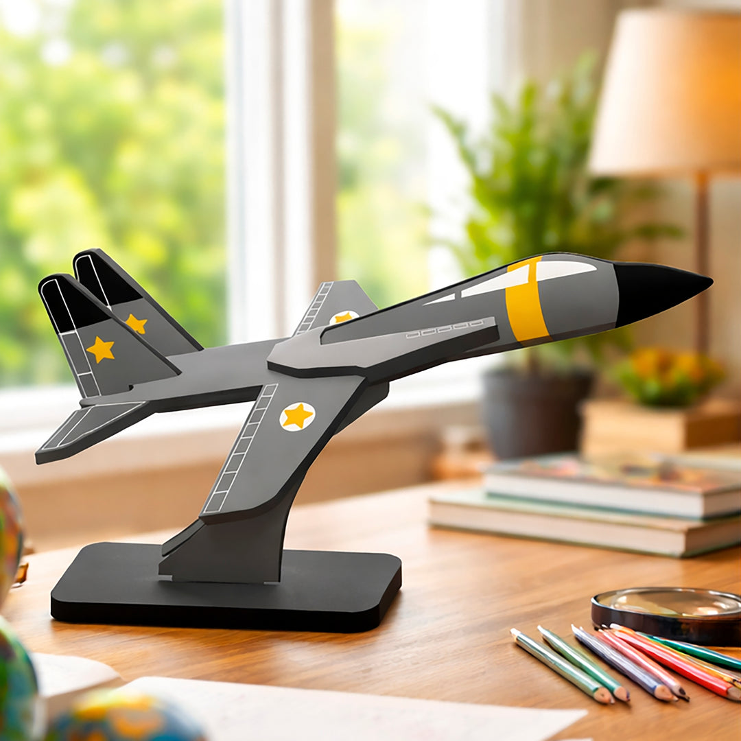 Webby Wooden DIY Paint Fighter Jet Art and Craft Toy | Birthday Return Gift | Colour Paint Activity Kit for Kids