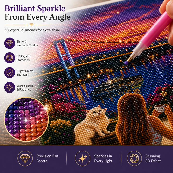 Webby Café with a View 5D Diamond Painting Kit | DIY Art and Craft, 5D Crystal Diamonds, Waterproof Canvas, Includes All Tools, Stress Relief Activity