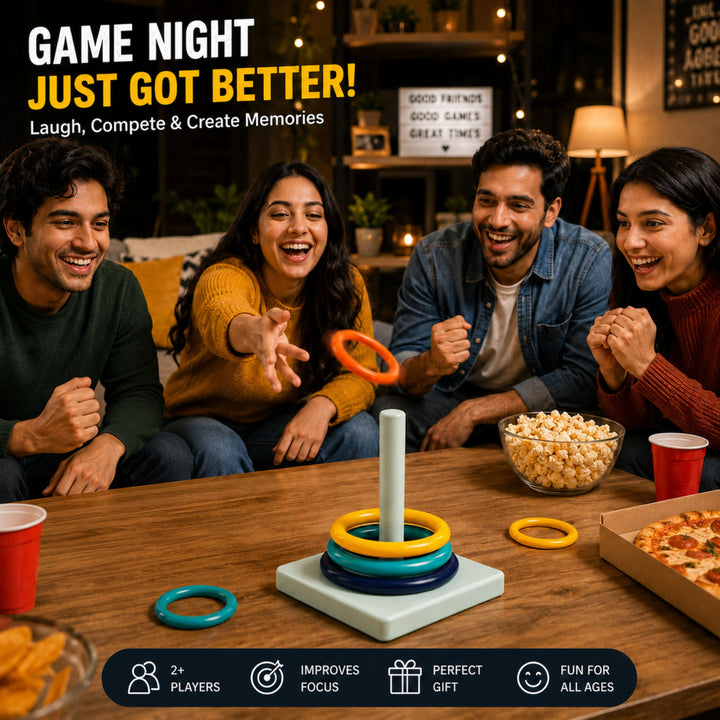 Webby Desktop Ring Toss Game for Kids and Adults | Ages 3+ Years, Hand-Eye Coordination, Compact & Portable, Family Bonding Game, Home, Office & Travel