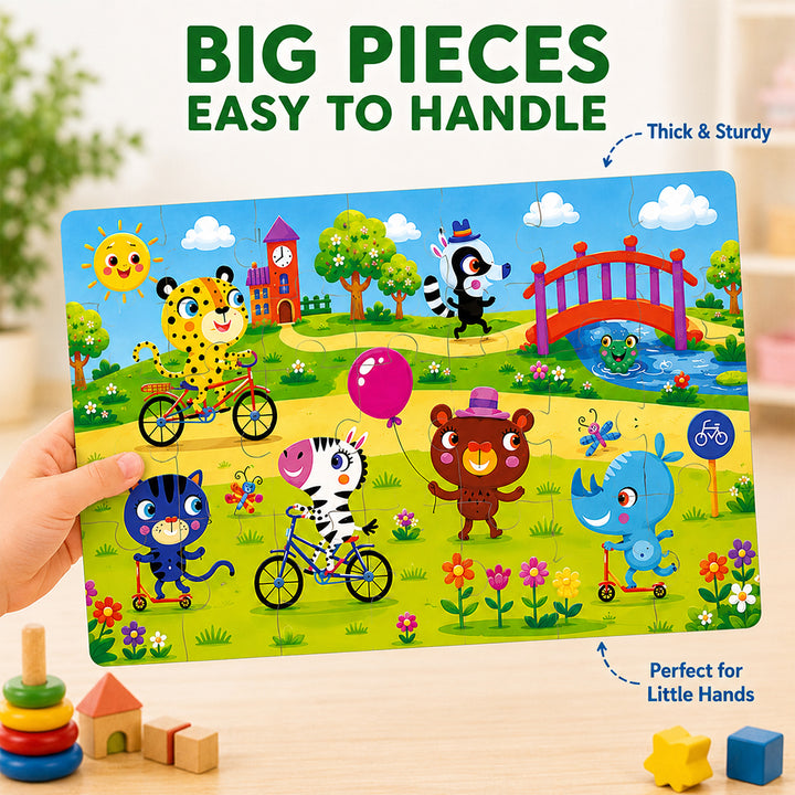 Webby Busy Vehicles Level Up Jigsaw Puzzles for Kids | 4 Puzzles in 1 Box, 21-28 Pieces per Puzzle, Ages 4+ Years