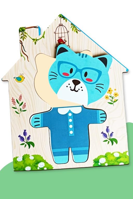 Webby Wooden Animal Dress-Up Puzzle Box | Mix and Match Outfits | Pretend Play Toy | Creative Educational Game for Montessori and Preschool Kids | Birthday Gift for Boys & Girls