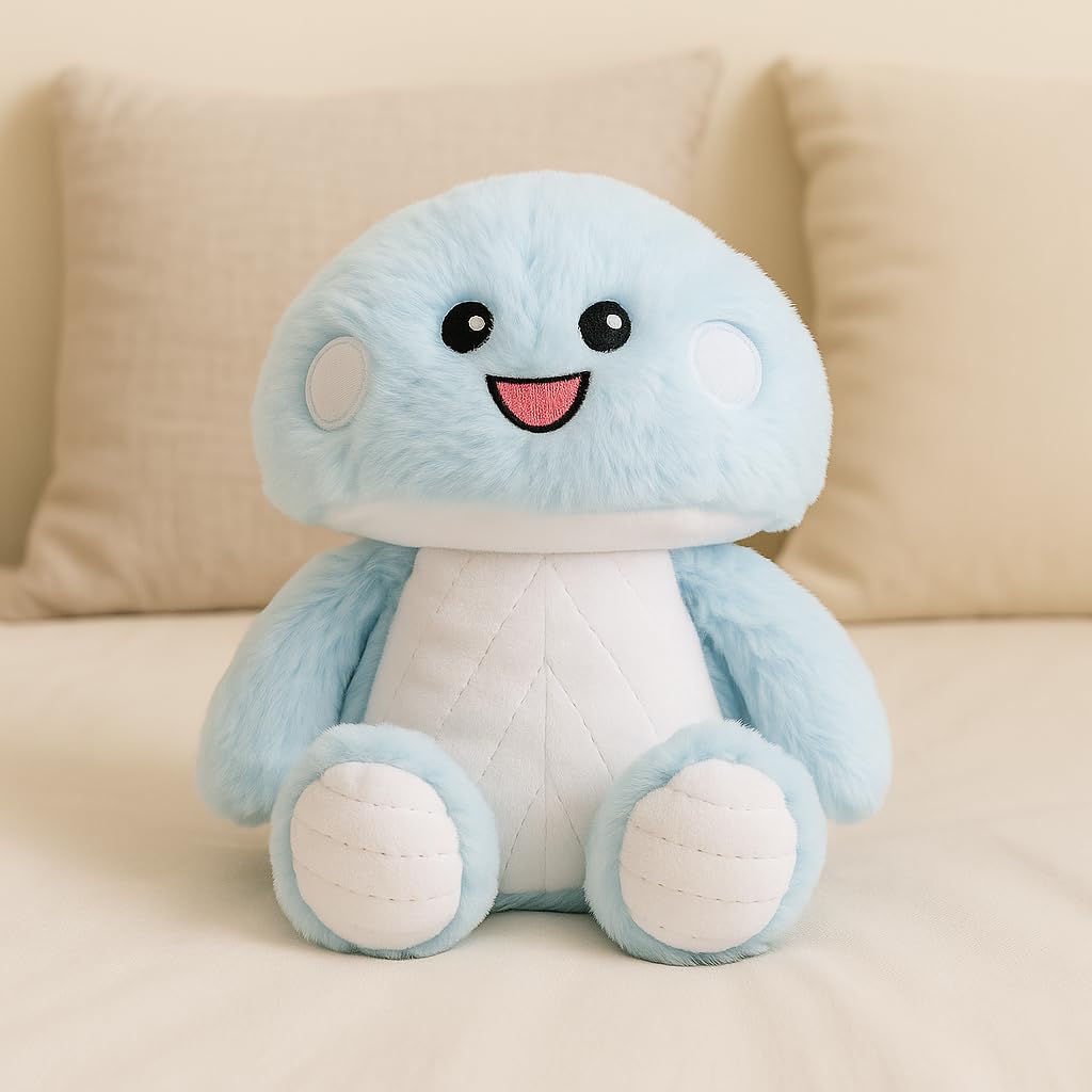 Webby Plush Mushroom Warm Soft Toy | Microwavable for Warmth | Microwavable Soft Toy | Lavender-Scented | Stress Relief Stuffed Toys for Toddler, Kids and Adults (Blue)
