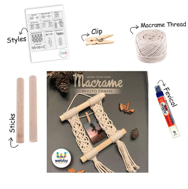 Webby Macrame Photo Hanging Frame | Art & Craft | Activity Kit for Kids