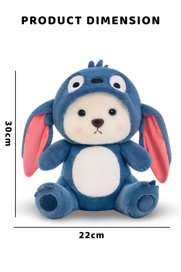 Webby Plush Adorable Hoodie Teddy Bear Soft Toys | Cute and Huggable Stuffed Animal Toys for Kids and Adults (Blue)