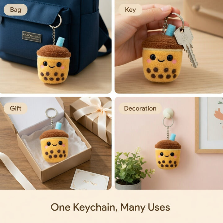 Webby Plush Boba Tea Soft Toy with Keychain for Boys, Girls and Adults - 1 Piece