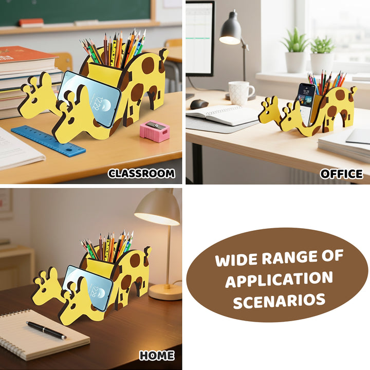 Webby Wooden DIY Paint Giraffe Pen and Pencils Holder Art and Craft Toy | Birthday Return Gift | Colour Paint Activity Kit for Kids