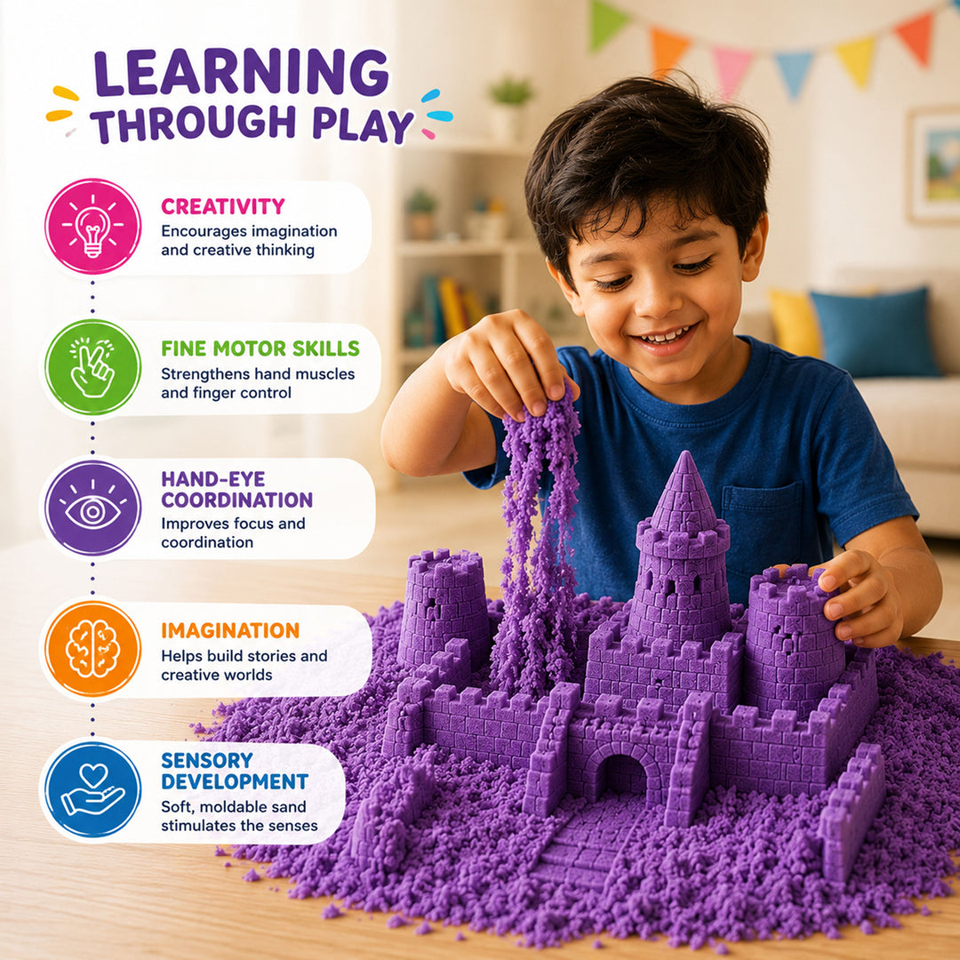 Webby Castle Sand Art Kit with Magic Sand and Moulds | Ages 3+ Years, Castle Moulds Included, Sensory Play