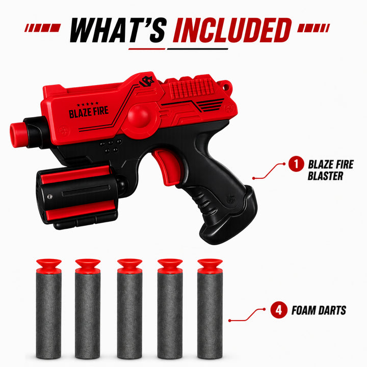 Webby Blaze Fire Foam Dart Blaster Toy Gun for Kids | Rapid Fire, Rotating Drum, Ergo-Trigger, Age 6+ Years, Indoor & Outdoor Fun Visit the Webby Store