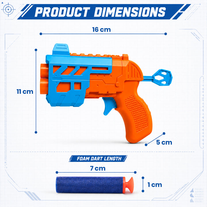 Webby Power Blaster Toy Gun with Soft Foam Dart and Balls for Kids | Dual Barrel Design, Includes 3 Darts & 3 Balls, Ages 6+ Years, Easy Pull Trigger, Lightweight