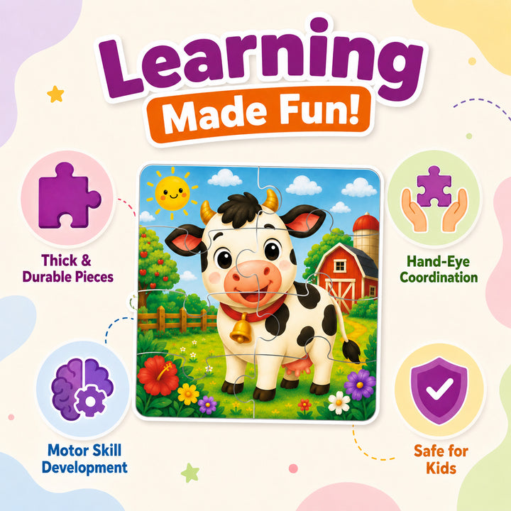 Webby Animal Friends Level Up Jigsaw Puzzle for Kids | 8 Puzzles in a Box, 3 Difficulty Levels, Age 2+ Years