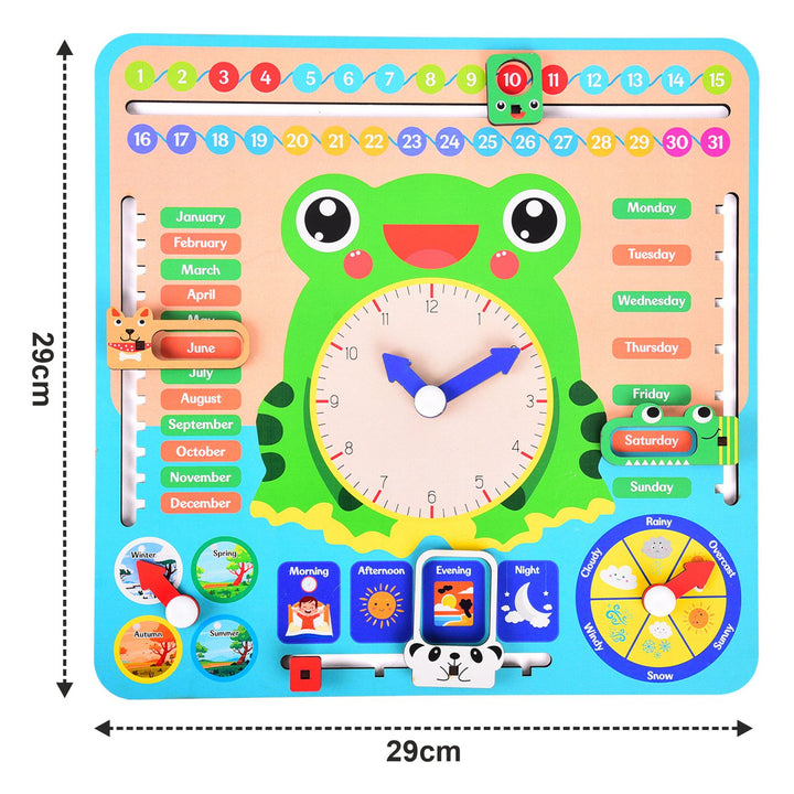 Webby Educational Frog Calendar | Learning Clock | Today's Date | Days of The Week | Months | Seasons | Weather | Learning Toys for Kids at Home | Preschool and Montessori Classroom Calendar