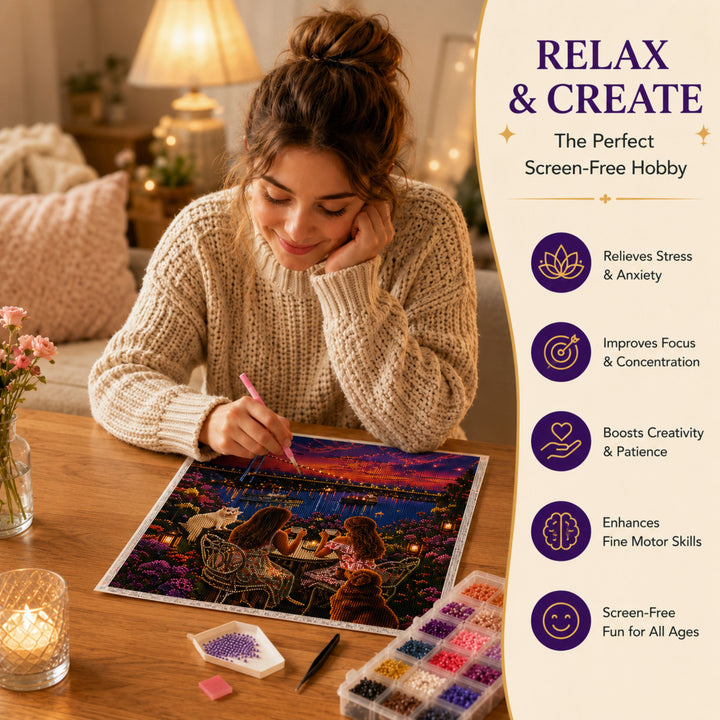 Webby Café with a View 5D Diamond Painting Kit | DIY Art and Craft, 5D Crystal Diamonds, Waterproof Canvas, Includes All Tools, Stress Relief Activity