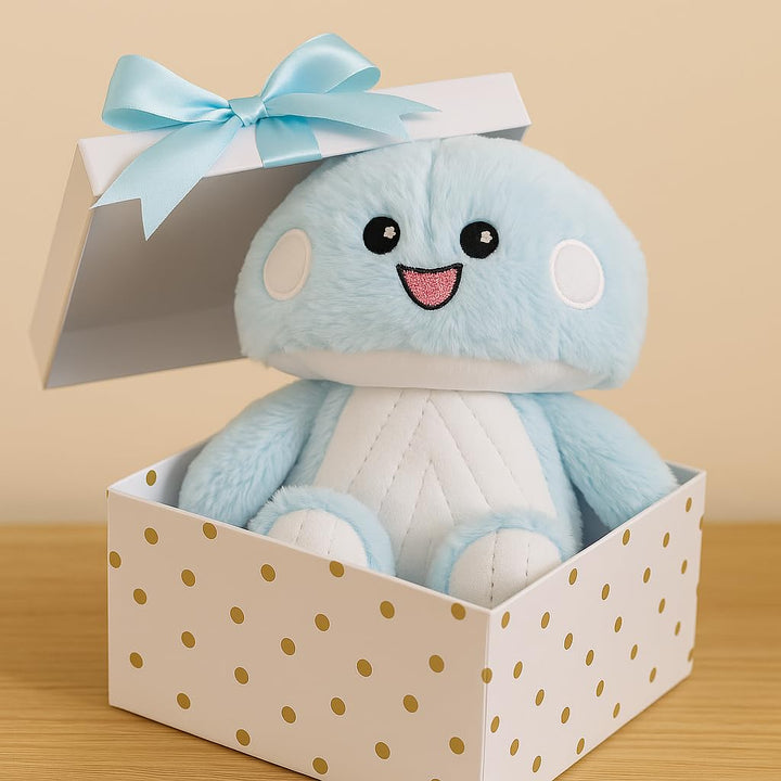 Webby Plush Mushroom Warm Soft Toy | Microwavable for Warmth | Microwavable Soft Toy | Lavender-Scented | Stress Relief Stuffed Toys for Toddler, Kids and Adults (Blue)