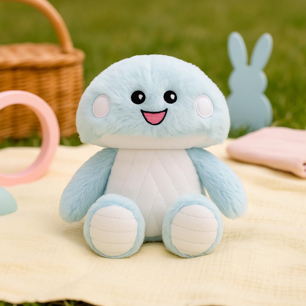 Webby Plush Mushroom Warm Soft Toy | Microwavable for Warmth | Microwavable Soft Toy | Lavender-Scented | Stress Relief Stuffed Toys for Toddler, Kids and Adults (Blue)