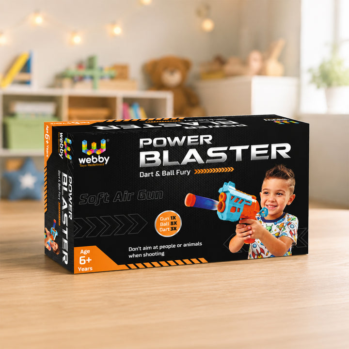 Webby Power Blaster Toy Gun with Soft Foam Dart and Balls for Kids | Dual Barrel Design, Includes 3 Darts & 3 Balls, Ages 6+ Years, Easy Pull Trigger, Lightweight