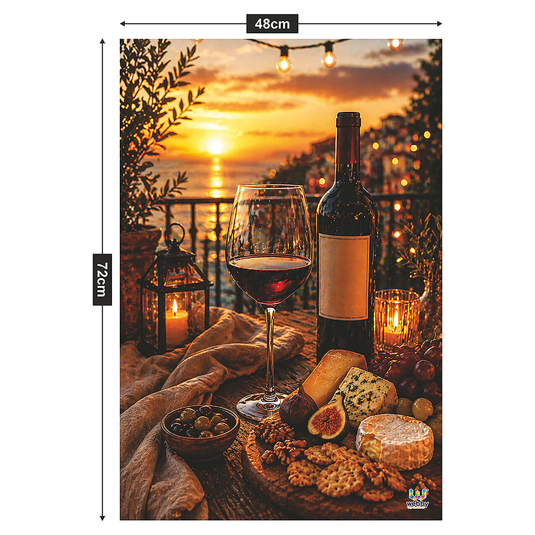 Webby Wine and Cheese Jigsaw Puzzle 1000 Pieces | Precision-Cut Pieces, Vibrant Rich Colours, Family Activity, Sunset Art Design