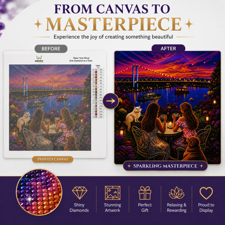 Webby Café with a View 5D Diamond Painting Kit | DIY Art and Craft, 5D Crystal Diamonds, Waterproof Canvas, Includes All Tools, Stress Relief Activity