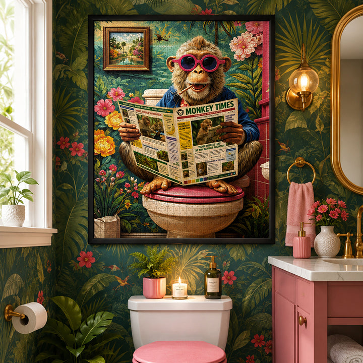 Webby The Morning Download Monkey Jigsaw Puzzle 1000 Pieces | Humorous Artwork, Vibrant Colours, For Adults & Families, Monkey Times Theme