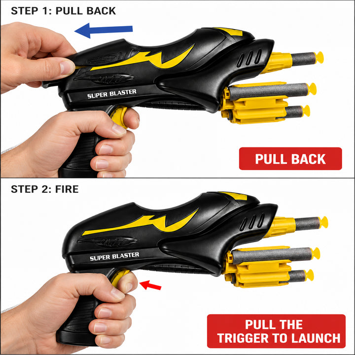 Webby Super Blaster Toy Gun with Soft Foam Bullets for Kids | Rapid Fire, Rotating Drum, Ergo-Trigger, Age 6+ Years, Indoor & Outdoor Fun