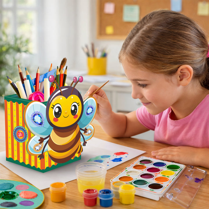 Webby Wooden DIY Paint Stationery Holder Art and Craft Toy | Birthday Return Gift | Colour Paint Activity Kit for Kids
