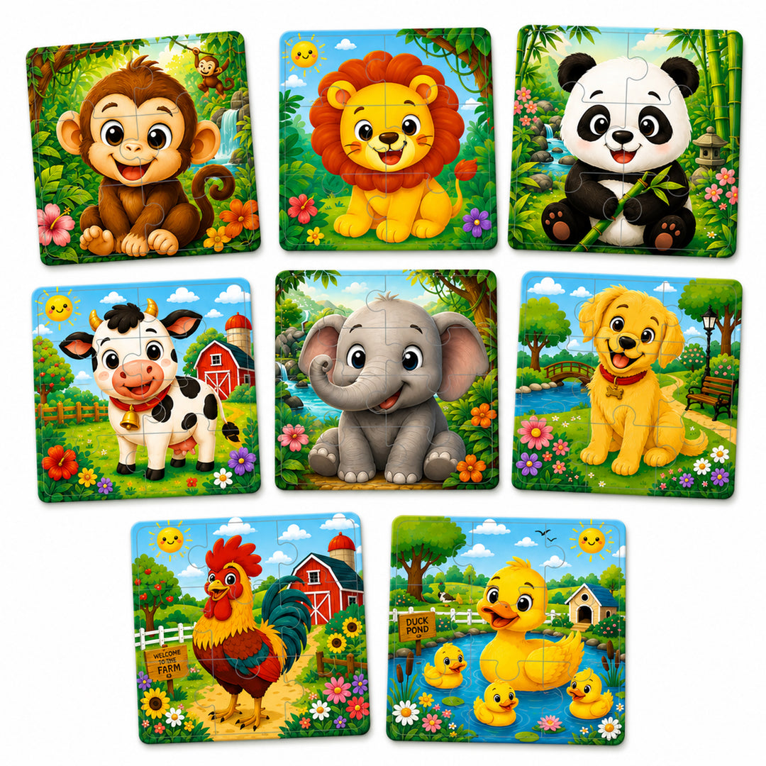 Webby Animal Friends Level Up Jigsaw Puzzle for Kids | 8 Puzzles in a Box, 3 Difficulty Levels, Age 2+ Years