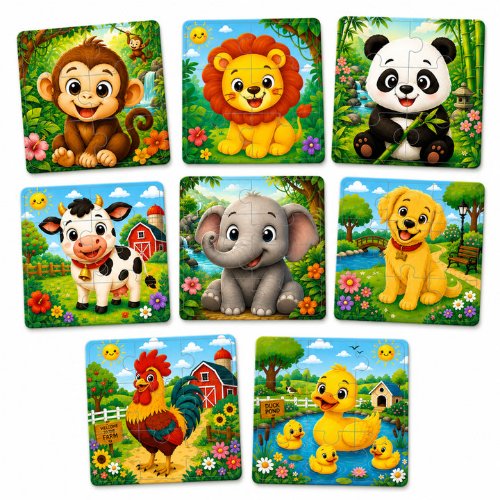 Webby Animal Friends Level Up Jigsaw Puzzle for Kids | 8 Puzzles in a Box, 3 Difficulty Levels, Age 2+ Years