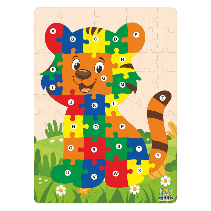 Webby Wooden Tiger Shape Alphabets Montessori Educational Jigsaw Puzzle for Kids
