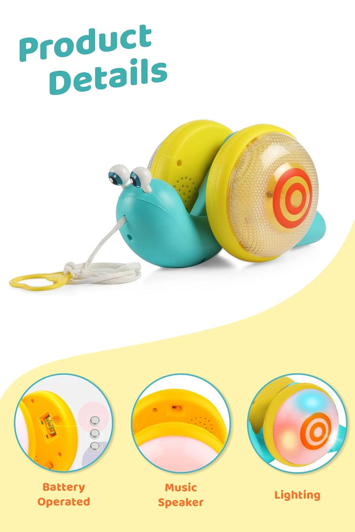 Webby Crawling Snail Baby Toy | Pull Along Toy | Cute Snail with Music and Light | Wiggle Motion Play Toy for Kids