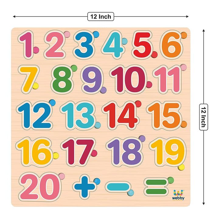 Webby Wooden Educational Colorful Alphabets, Counting Numbers and Fruit Puzzle for Preschool Kids - Set of 3