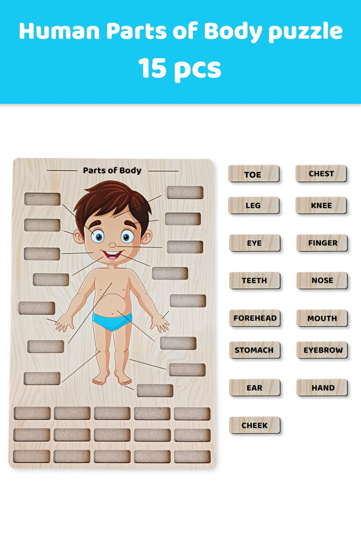 Webby Wooden Body Parts Learning Puzzle Board | Educational Anatomy Toy for Kids