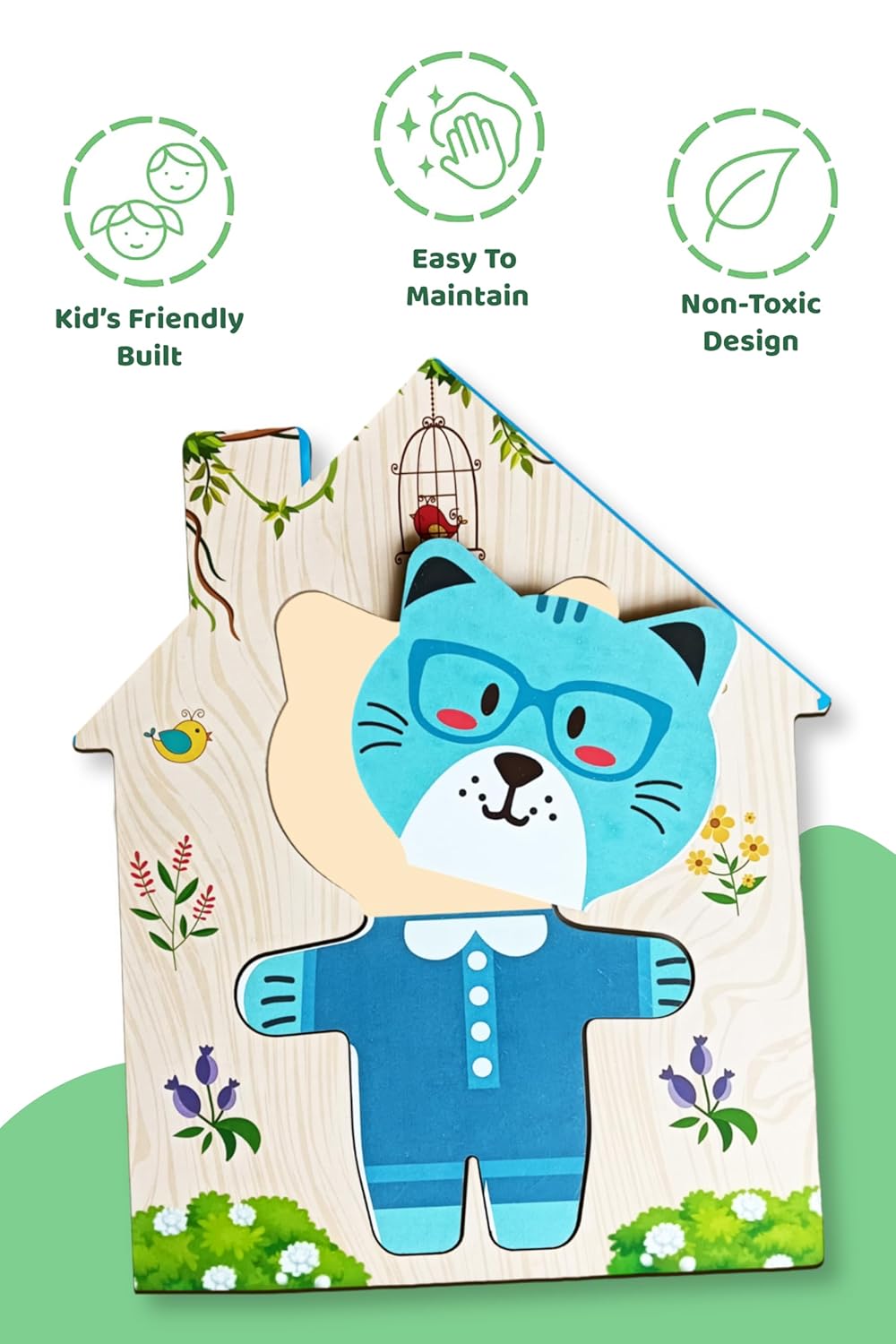Webby Wooden Animal Dress-Up Puzzle Box | Mix and Match Outfits | Pretend Play Toy | Creative Educational Game for Montessori and Preschool Kids | Birthday Gift for Boys & Girls