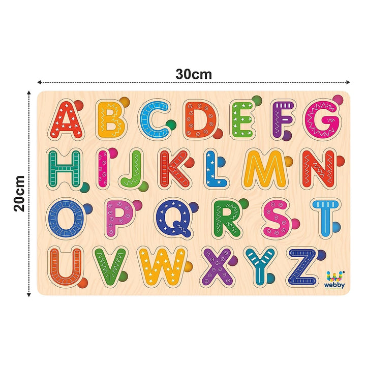 Webby Wooden Educational Colorful Alphabets, Counting Numbers and Shapes Puzzle for Preschool Kids - Set of 3