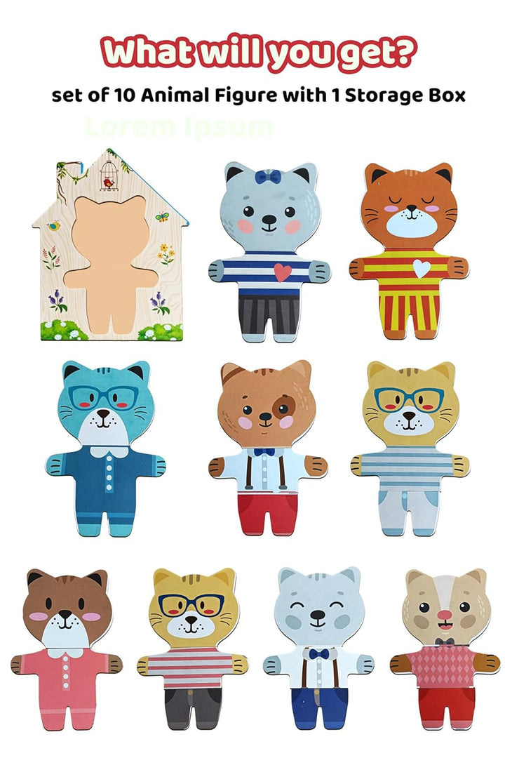 Webby Wooden Animal Dress-Up Puzzle Box | Mix and Match Outfits | Pretend Play Toy | Creative Educational Game for Montessori and Preschool Kids | Birthday Gift for Boys & Girls