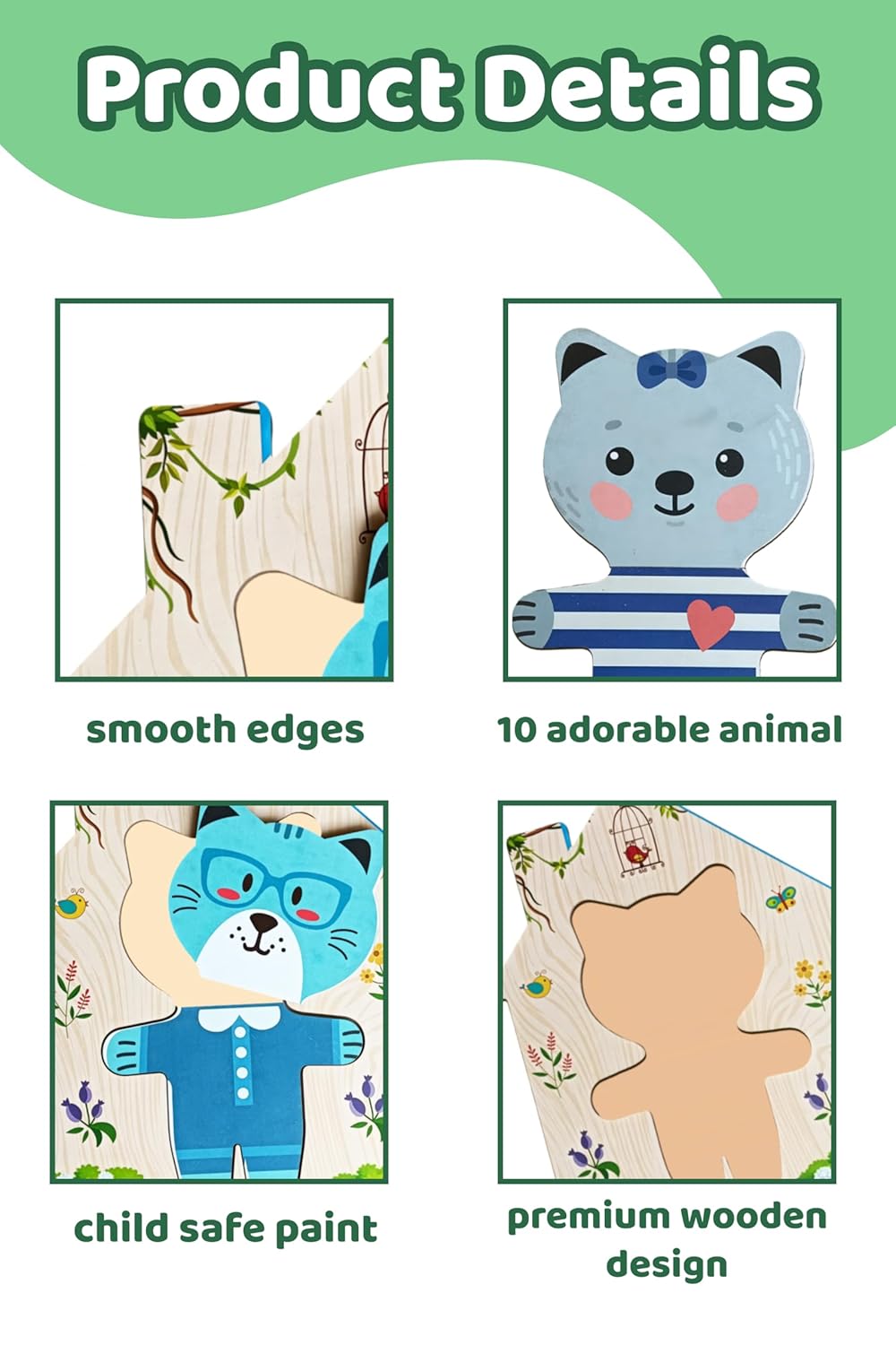 Webby Wooden Animal Dress-Up Puzzle Box | Mix and Match Outfits | Pretend Play Toy | Creative Educational Game for Montessori and Preschool Kids | Birthday Gift for Boys & Girls